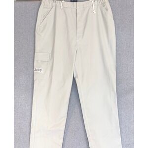 Jeep Cargo Pants Mens 38x31 Light Green Elastic Waist Drawstring Utility